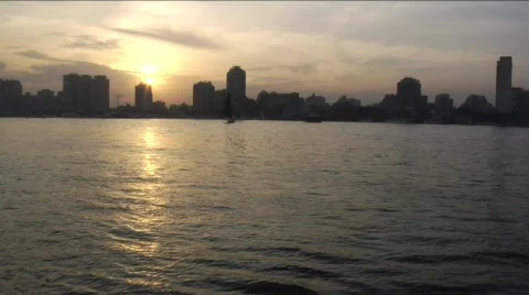 Downtown Cairo from Nile River Video stock 316422