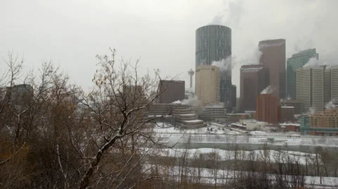 Downtown Calgary Alberta  -30C winter day Video stock 34284647