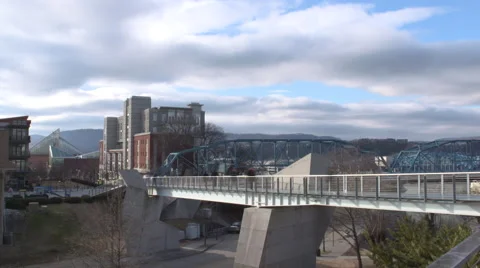 Downtown Chattanooga walking bridge Time-Lapse Stock Footage 65426022