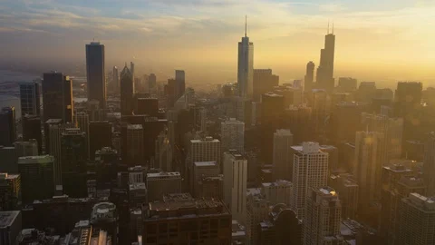 Downtown Chicago amazing view through skyscrapers into the far Stock Footage 101157930