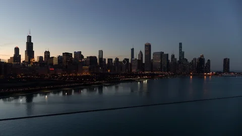 Downtown Chicago at Dusk Stock Footage 125561203