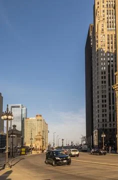 Downtown Chicago, E Wacker Drive Perspective Foto stock