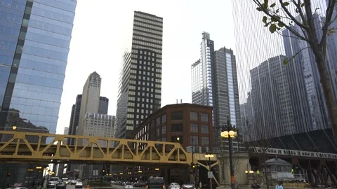 Downtown Chicago 'L' Train Stock Footage 69911555