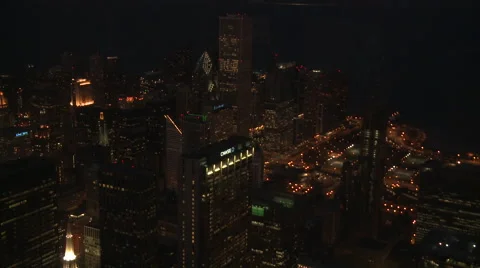 Downtown Chicago at Night Stock-Footage 43153549