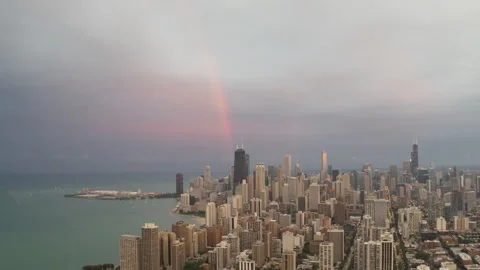 Downtown Chicago with rainbow Stock Footage 246948981