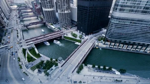 Downtown Chicago River Stock Footage