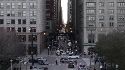 Downtown Chicago Traffic Stock Footage 82589454