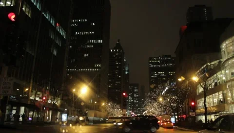 Downtown Chicago on a winter night 動画素材 10764636