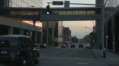 Downtown City Intersection in the Evening Stock Footage 38418436