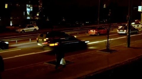 Downtown City Night Stock Footage 83486800