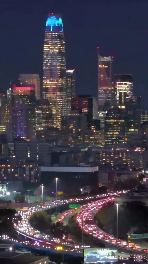 Downtown of city at night Stock Footage 270164229