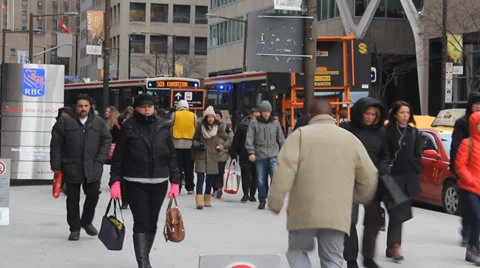 Downtown Commuter Crowds Stock Footage 35541336