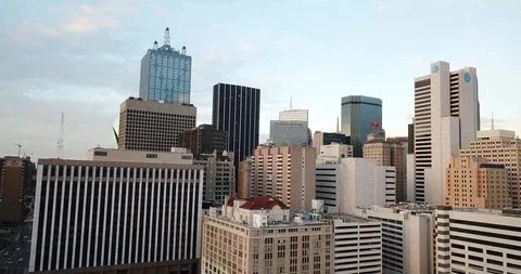 Downtown Dallas City Drone Footage 4K Stock Footage