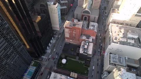 Downtown Dallas Streets and Rooftops from Above, 4K Stock Footage 196011033