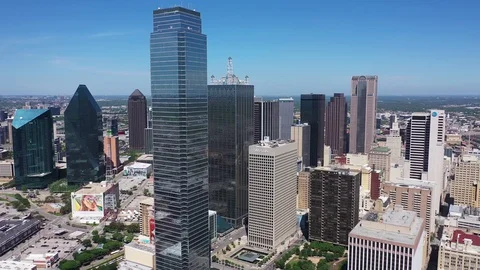 Downtown Dallas, Texas Aerial Skyline View - 4K Drone Stock Footage