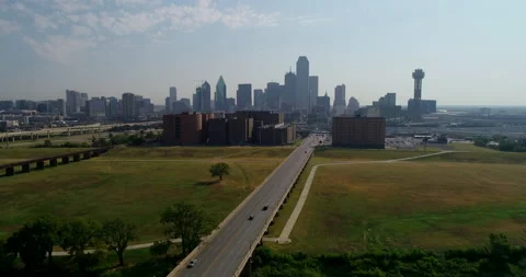 From downtown Dallas to the Trinity River Stock Footage 150146153