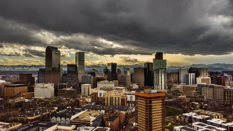 Downtown Denver Drone Hyperlapse Stock Footage 129113677