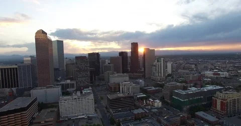 Downtown Denver Drone At Sunset Stock Footage 77983464