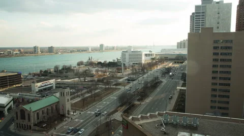 Downtown Detroit time lapse Stock Footage