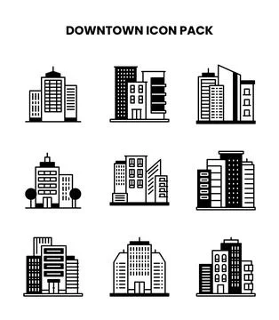 Downtown DuoTone Bundle Icons Pack Ilustración de archivo