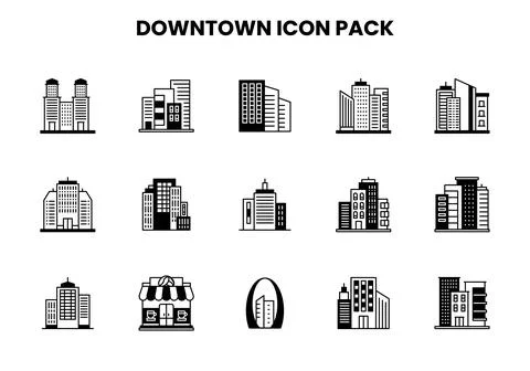 Downtown DuoTone Icons Pack Ilustração Stock