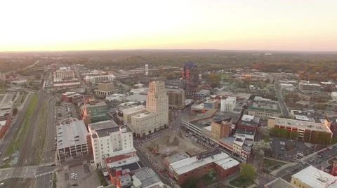 Downtown Durham at sunsut in spring Stock Footage 62875496