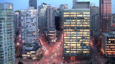 Downtown Dusk Timelapse Stock Footage 1076893