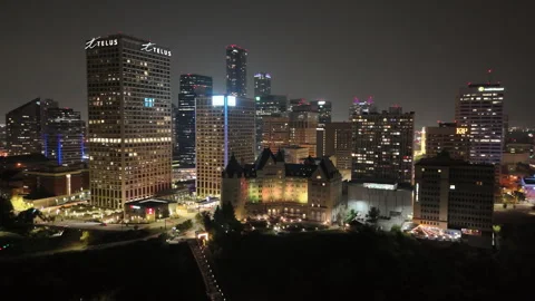 Downtown Edmonton at night Stock Footage 316176441