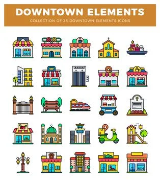 Downtown Elements Icons イラスト素材