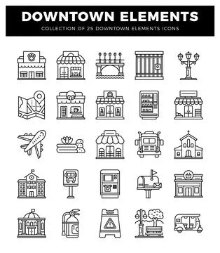 Downtown Elements icons. イラスト素材