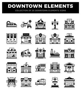 Downtown elements icons. representing urban cityscape and transportation. V.. Stock Illustration