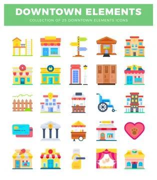 Downtown elements. illustrated with flat design Stockillustratie