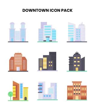 Downtown Flat UI Icons Pack Ilustración de archivo