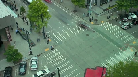 Downtown Generic City Intersection with Traffic Stock Footage 53342853