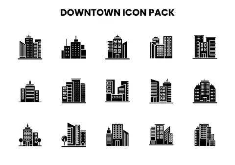 Downtown Glyph Vector Icons Pack Ilustración de archivo