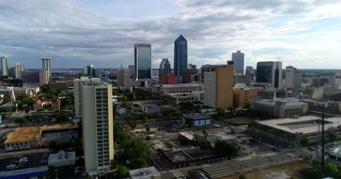 Downtown Jacksonville at sunset Stock Footage 156554675
