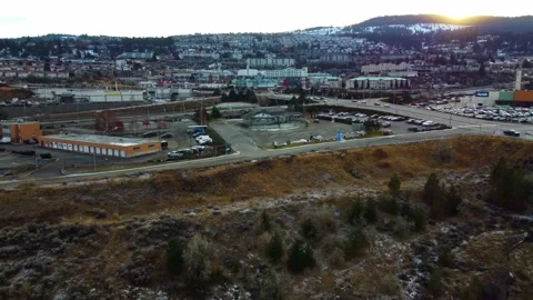 Downtown Kamloops in Winter 4K UHD Aerial. Видео 144968285