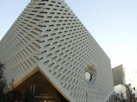 Downtown L.A. - The Broad Museum Tracking Away From The Museum Stock Footage 84301009