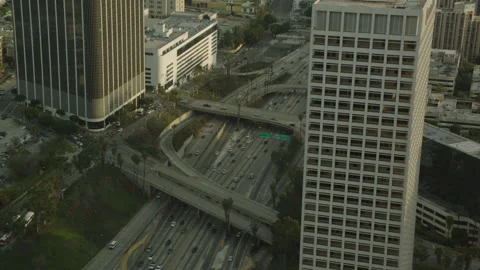 Downtown LA 110 freeway with light traffic 04 Stock Footage 145938148
