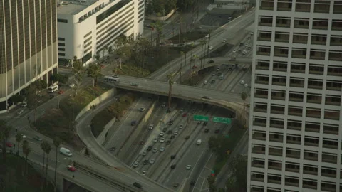 Downtown LA 110 freeway with light traffic 03 Stock Footage 145938339