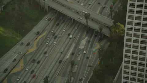 Downtown LA 110 freeway with light traffic 02 Stock Footage 145938440