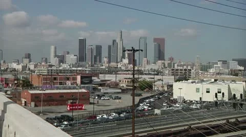 Downtown LA from 6th St Bridge Video stock 10798563