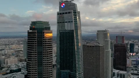 Downtown LA Aerial Hyperlapse - Sunset 스톡 동영상 243089117