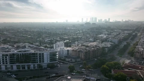 Downtown LA from Beverly Hill Los Angeles California Drone Aerial Footage 스톡 동영상 335262704
