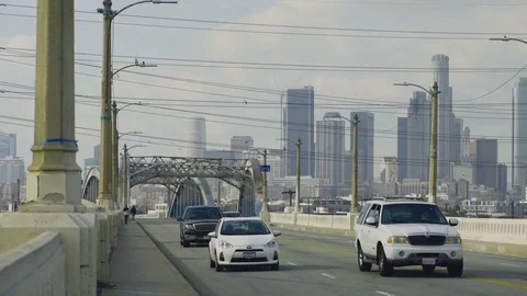 Downtown LA Bridge Stock Footage 73672452