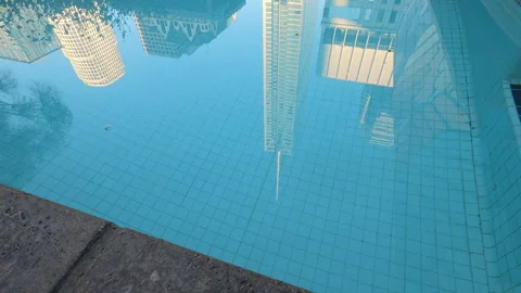 Downtown LA Building Reflection In Pool (12153) Stock Footage 283787459