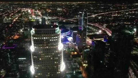 Downtown LA Night Time Lapse Stock Footage 142476755