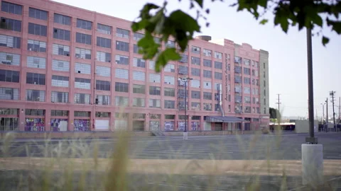 Downtown LA The Row Building 4K 24FPS Stock Footage 138063200
