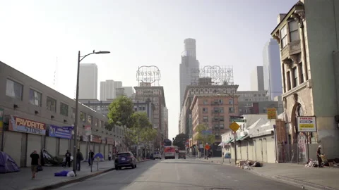 Downtown LA Skid Row Homeless People 4K ... | Stock Video | Pond5