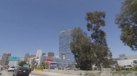 Downtown LA Skyline From Freeway  Vídeo Stock 58929293